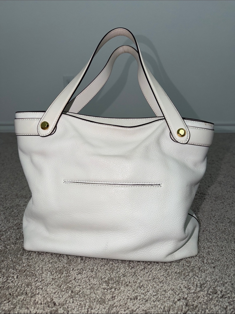 Michael Kors White Pebbled Leather Tote with Gold Hardware - Picture 3 of 8